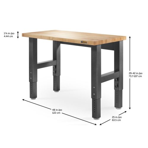 4′ / 1219mmW Adjustable Height Hardwood Workbench